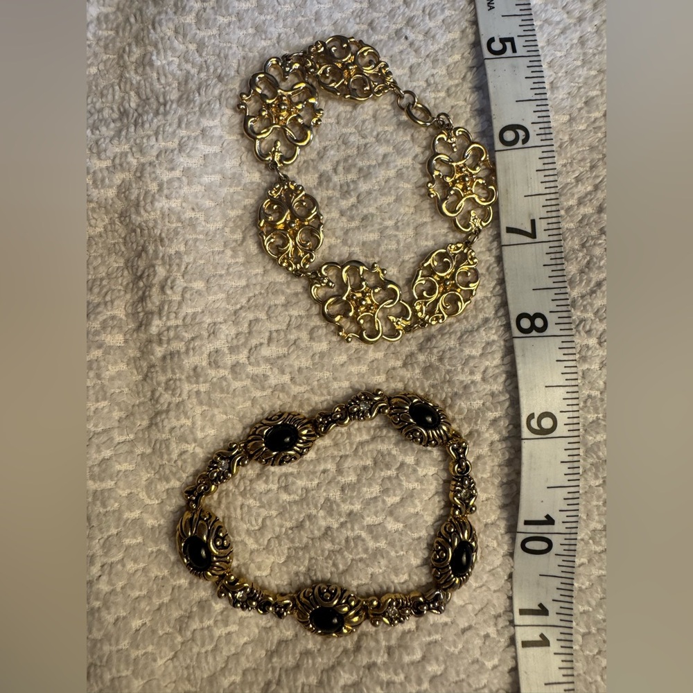 Chic Gold and Black Women's Bracelet Duo